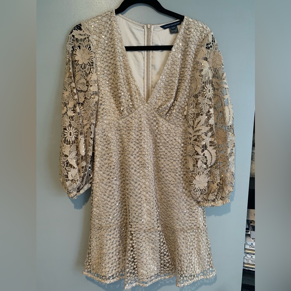 French connection gold mini dress